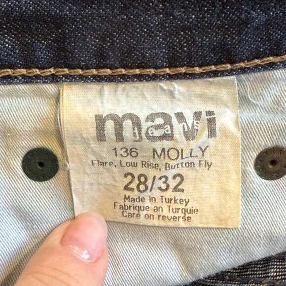 Mavi Jean 136 Molly Flare Y2K Boho Low Rise Button Fly Dark Wash Size 28 - Picture 4 of 16